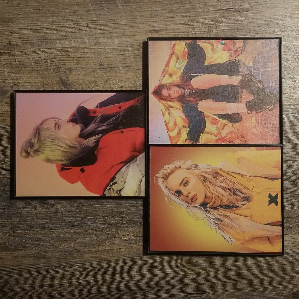Billie Eilish 3 Framed Canvas pints Colored and Removable